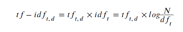 在TF-IDF方法中，一个词t在文档d中权重的计算方法为：