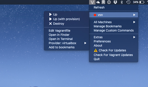 　2.VagrantManager  　　VagrantManager是一个GUI应用程序用来控制Vagrant。类似MAMP，让你可以停止或运行Vagrant，看哪个Vagrant当前正在运行。该应用程序可用于OSX和Windows。