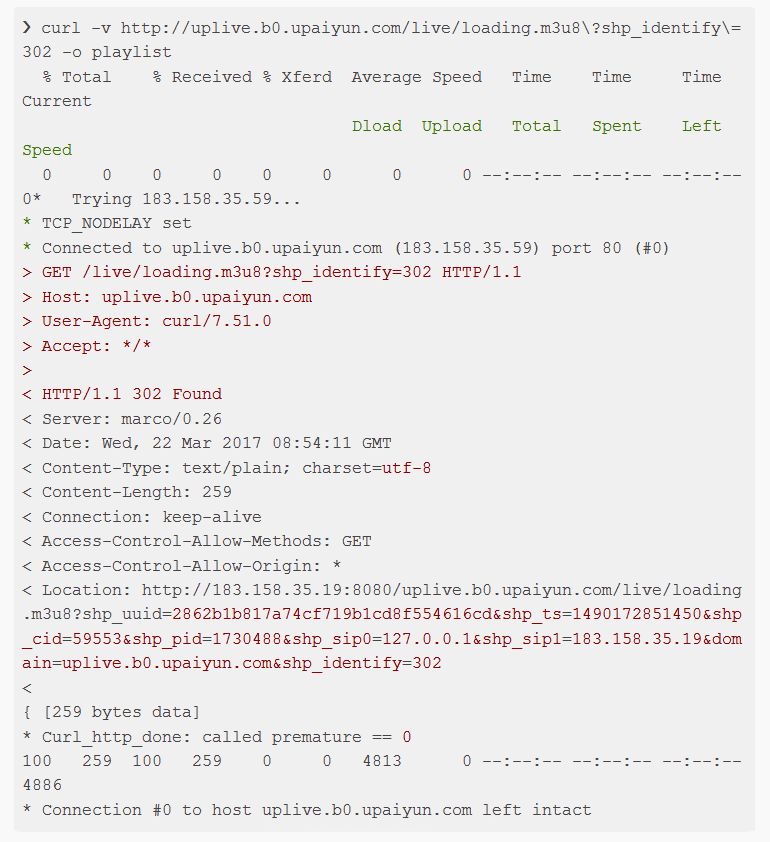 首先，以 HTTP 302 方式来请求播放地址。