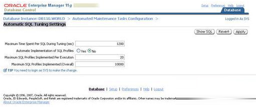 关于Oracle 11g R1中的自动数据库维护任务管理的讲解